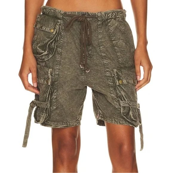 Free People Moon Bay Parachute Shorts In Army Size XS - Picture 2 of 9